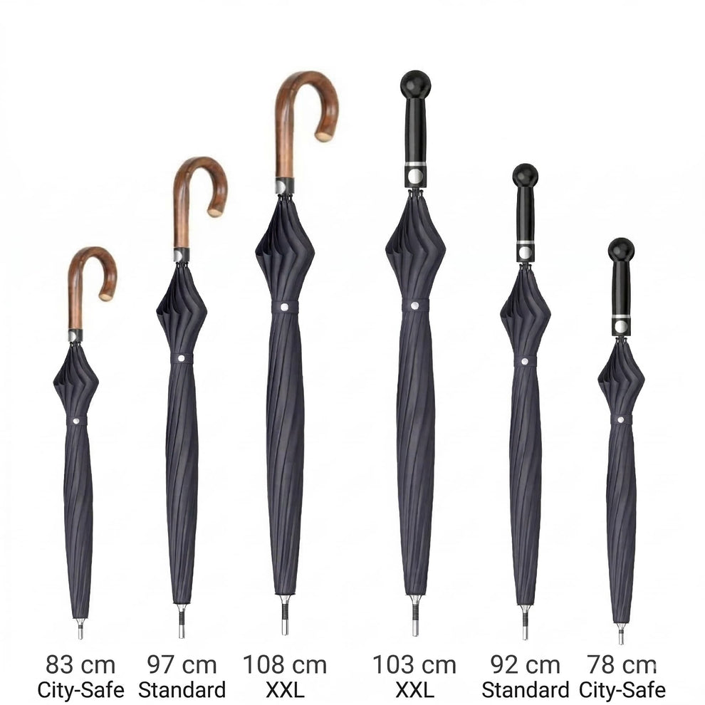 Safety umbrella models City-Safe, Standard and XXL in comparison